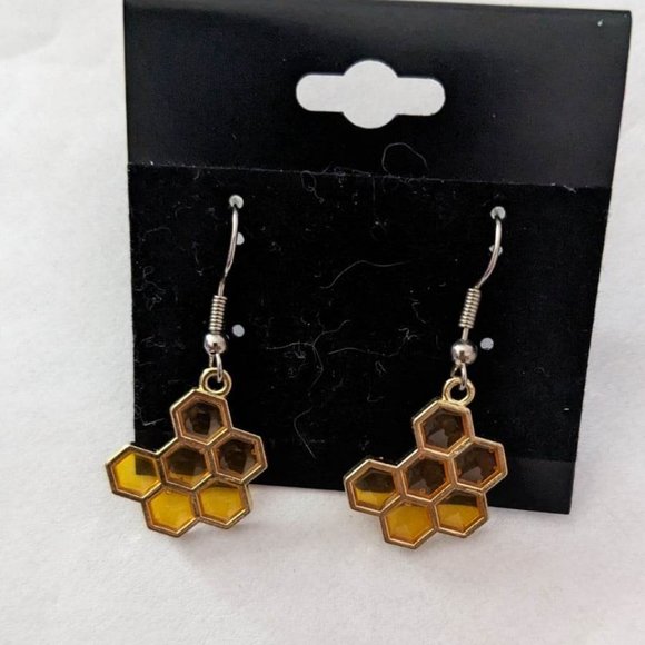 Honey Comb Earrings - Picture 2 of 3